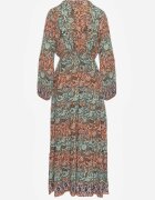  Rochie Verde Evazată cu Volan cu Imprimeu Paisley Kapiss