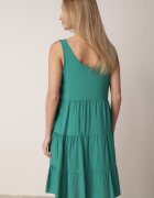  Rochie Verde închis din bumbac evazată cu bretele cu volane Criselles