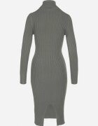  Rochie Verde închis Reiată cu croială mulată cu guler înalt din Cașmir Bumbac și Lână Vaithessa