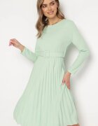  Rochie Verde Midi cu Fustă Plisată și Curea Ondinetta