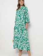  Rochie verde vâscoză decorată cu model ornamental Golilena