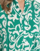  Rochie verde vâscoză decorată cu model ornamental Golilena