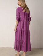  Rochie Violet Evazată Maxi din Bumbac Stil Cămașă Onecca