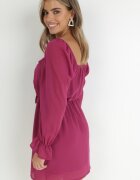  Rochie Violetă cu Ață Strălucitoare și Șnur în Față Gissi