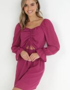  Rochie Violetă cu Ață Strălucitoare și Șnur în Față Gissi
