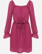  Rochie Violetă cu Ață Strălucitoare și Șnur în Față Gissi