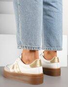 romanciaga Adidași Alb-Auriu în Stilul Pantofilor Sport Iconici cu Talpă Groasă Carilne