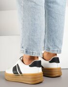 romanciaga Adidași Albi în stilul tenișilor clasici cu dungi decorative Dellien