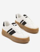 romanciaga Adidași Albi în stilul tenișilor clasici cu dungi decorative Dellien