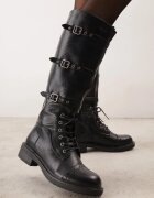 romanciaga Cizme în stil Rock decorate cu curele cu catarame Leroani Negre