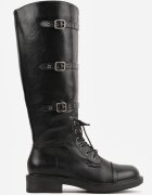 romanciaga Cizme în stil Rock decorate cu curele cu catarame Leroani Negre