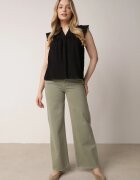 romee's Bluză din bumbac neagră cu broderie florală și volane Sabrilato
