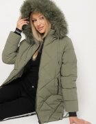 romee's Geacă Matlasată Verde închisă cu glugă cu blană și manșete elastice Dacce