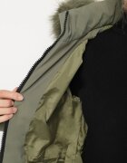 romee's Geacă Matlasată Verde închisă cu glugă cu blană și manșete elastice Dacce
