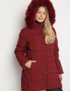 romee's Jachetă Grena Matlasată cu Glugă cu Blană Espenna