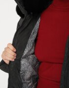 romee's Jachetă Neagră Cambrată cu Cusături Matlasate și Glugă cu Blană Acindria