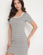 romee's Rochie din bumbac gri deschis cu dungi croială ajustată Tiamirene