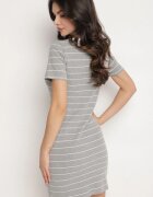 romee's Rochie din bumbac gri deschis cu dungi croială ajustată Tiamirene