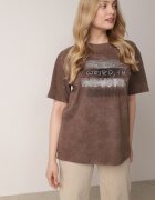 romee's T-shirt Maro din Bumbac cu Croială Oversize cu Imprimeu Orinvyra