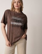 romee's T-shirt Maro din Bumbac cu Croială Oversize cu Imprimeu Orinvyra