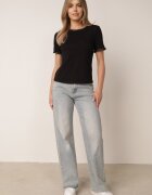 romee's T-shirt minimalist din bumbac decorat cu împletituri Thessele Negru