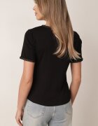 romee's T-shirt minimalist din bumbac decorat cu împletituri Thessele Negru