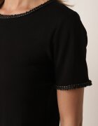 romee's T-shirt minimalist din bumbac decorat cu împletituri Thessele Negru
