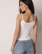 romee's Top Alb din bumbac de lenjerie cu dantelă cu bretele reglabile Beralisa