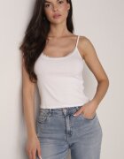 romee's Top Alb din bumbac de lenjerie cu dantelă cu bretele reglabile Beralisa