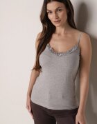 romee's Top de bumbac gri închis cu bretele cu dantelă decorativă la decolteu Berlisa