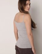 romee's Top de bumbac gri închis cu bretele cu dantelă decorativă la decolteu Berlisa