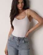 romee's Top de lenjerie Alb din Bumbac Decorat cu Bordură de Dantelă Bervina