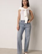 romee's Top de lenjerie Alb din Bumbac Decorat cu Bordură de Dantelă Bervina