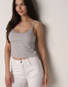 romee's Top de lenjerie gri din bumbac cu dantelă pe bretele reglabile Beralisa