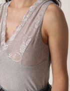 romee's Top de lenjerie gri închis din bumbac cu plasă și dantelă în partea superioară Bervisa