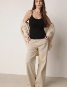 romee's Top de lenjerie Negru din Bumbac Decorat cu Bordură din Dantelă Bervina