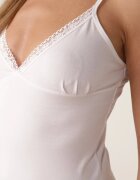 romee's Top din bumbac tip lenjerie de corp cu dantelă la decolteu și fronseu to be clear. Alb