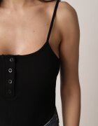 romee's Top Negru cu bretele reiat din bumbac cu nasturi Bermisa
