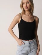 romee's Top Negru din Bumbac de lenjerie cu dantelă cu bretele reglabile Beralisa