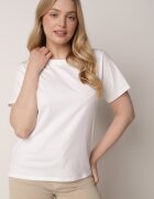romee's Tricou Alb din Bumbac cu Spate Mai Lung și Decupaje Laterale Cordalea