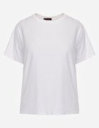romee's Tricou Alb din Bumbac cu Spate Mai Lung și Decupaje Laterale Cordalea