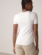 romee's Tricou Alb Striat Decorat pe Laterale cu Încrețituri Nedisa