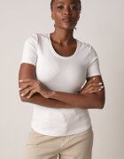 romee's Tricou Alb Striat Decorat pe Laterale cu Încrețituri Nedisa
