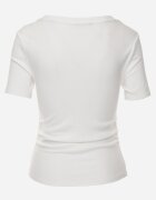 romee's Tricou Alb Striat Decorat pe Laterale cu Încrețituri Nedisa