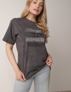 romee's Tricou Gri închis din bumbac cu croială supradimensionată cu inscripție Orinvyra