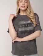 romee's Tricou Gri închis din bumbac cu croială supradimensionată cu inscripție Orinvyra