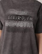 romee's Tricou Gri închis din bumbac cu croială supradimensionată cu inscripție Orinvyra