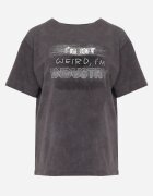 romee's Tricou Gri închis din bumbac cu croială supradimensionată cu inscripție Orinvyra