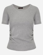 romee's Tricou Gri Reiat Decorat Pe laterale Cu încrețituri Nedisa