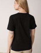 romee's Tricou Negru din Bumbac cu Spate Mai Lung și Decupaje Laterale Cordalea